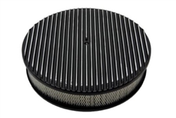 Image of 1967 - 1992 Firebird Air Cleaner Assembly, Round Open Element, BLACK ALUMINIUM FULL FINNED