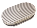 Image of 1967 - 1992 Firebird Air Cleaner Assembly, 15" Oval Open Element, POLISHED ALUMINIUM FULL FINNED