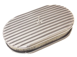 Image of 1967 - 1992 Firebird Air Cleaner Assembly, 15" Oval Open Element, POLISHED ALUMINIUM FULL FINNED