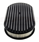 Image of 1967 - 1992 Firebird Air Cleaner Assembly, 15" Oval Open Element, BLACK ALUMINIUM FULL FINNED