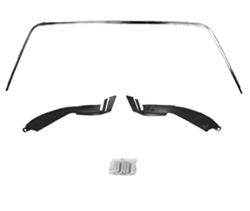 Image of 1970 - 1981 Front Window Chrome Trim Moldings Kit, Plastic Clips, and Plastic Lower Corners