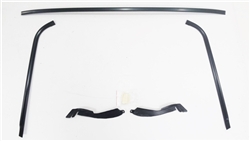 Image of 1970 - 1981 Firebird FRONT Windshield Moldings Kit, BLACK ANODIZED with Plastic Clips and Lower Corners Set