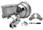 Image of Custom Firebird CHROME 8" Power Brake Booster Kit with Oval Master Cylinder & Proportioning Valve Kit for Disc / Disc