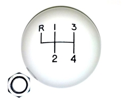 Image of Shifter Knob Ball, White 4 Speed, 3/8 Inch FINE THREAD