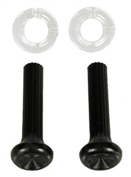 Image of 1968 Firebird Dash Air Vent Pull Knobs and Ferrules Set: 2 Black Knobs and 2 Clear Ferrules