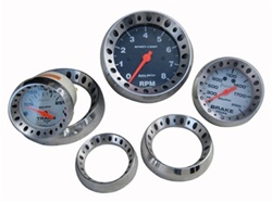 Custom Billet Dash Gauge Bezels Set (2) 3-3/8" and (4) 2-1/16" Polished, Brushed, or Black Anodized