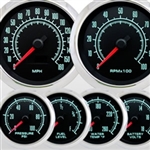 Image of 60s Muscle Custom 6 Gauge Set, Speedo, Tach, Volt, Oil, Water and Fuel with Polished Aluminum Bezels