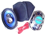 Image of Rear Deck Chrome Speakers Set 6" x 9" with Flat Grill Covers 200Watts