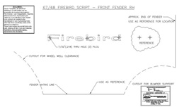 Image of 1967 - 1968 Firebird Front Fender Script Emblem Template Kit