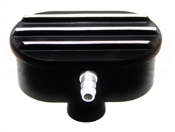 Image of Valve Cover Breather Cap, BLACK ALUMINIUM Finned Classic Ribbed Design, 1" Push In with Vent Hose Provision