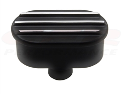 Image of Valve Cover Breather Cap, BLACK ALUMINIUM Finned Classic Ribbed Design, 1" Push In