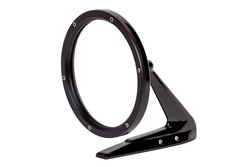 Image of Gloss Black Round Billet Aluminum Side View Mirror with Smooth Leading Edge and Convex Glass