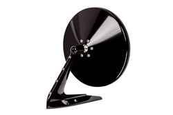 Image of Gloss Black Round Billet Aluminum Side View Mirror with Fasteners Leading Edge and Convex Glass