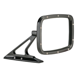 Image of Polished Rectangular Billet Aluminum Side View Mirror with Convex Glass