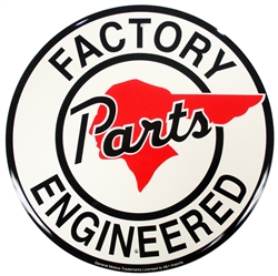 Image of Sign, Metal Tin Pontiac Indian Head with "Factory Engineered Parts"