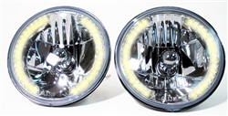 Image of 1967 - 1981 Firebird 7" Crystal Halogen Halo Headlight Set with 34 LED Auxiliary Bulbs ( Amber )