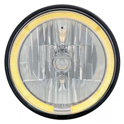 Image of 1970 - 1976 Firebird 7" Crystal Headlight with Amber LED Halo Ring Headlamp with 9007 Halogen Bulb, Sold Individually