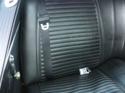 1967 - 1969 Seatbelts Set, Retractable Shoulder 3 pt. Rear, Chrome Buckles with "GM Mark of Excellence" Buttons and Black Belts