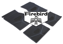 1967-1969 Custom Rubber Floor Mats Set, Firebird Block Letters w/ Bird Emblem