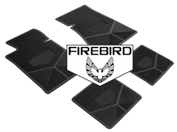 1982-1984 Custom Rubber Floor Mats Set, Firebird Block Letters w/ Bird Emblem