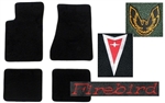 Image of 1984 Firebird or Trans Am Carpeted Floor Mats Set with Custom Embroidered Logos & Colors