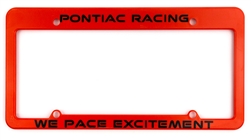 Image of Pontiac Racing License Plate Frame, Red and Black NOS