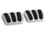 Image of Lokar 1967 - 1972 Firebird Brushed Billet Aluminum Curved Brake and Clutch Pedal Covers, Pair with Rubber Inserts