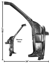 Image of 1967 Firebird Inner Door Hinge Frame and Pillar Assembly, Right Hand