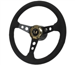 Image of 1969 - 1981 Firebird Trans Am Custom Bandit Black and Gold Suede Steering Wheel Kit