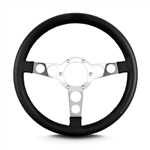 Image of 1969 - 1981 Firebird Trans Am Lecarra Billet Aluminum and Leather Wrap Formula Steering Wheel 1-1/8" Fat Grip, Black Leather with Polished Spokes