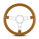 Image of 1969 - 1981 Firebird Trans Am Lecarra Billet Aluminum and Leather Wrap Formula Steering Wheel 1-1/8" Fat Grip, Camel Tan Leather with Brushed Spokes