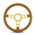 Image of 1969 - 1981 Firebird Trans Am Lecarra Billet Aluminum and Leather Wrap Formula Steering Wheel 1-1/8" Fat Grip, Camel Tan Leather with Gold Spokes