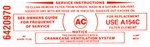 Image of 1967 Firebird Air Cleaner Service Instructions Decal, Red 6420970