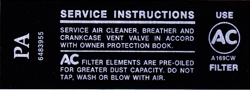 Image of 1968 Firebird 250 Air Cleaner Breather Service Decal