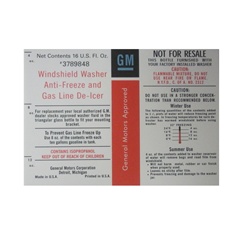 Image of Windshield Washer, Anti-Freeze Bottle Label, 3789848