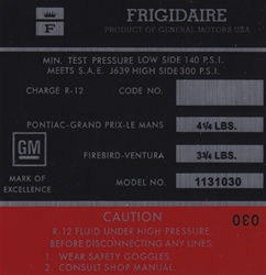 Image of 1973 Firebird Air Conditioning Compressor Decal, 1131030