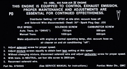 Image of 1969 Firebird or Trans Am Emission Decal, Ram Air IV PD Code, 9794545