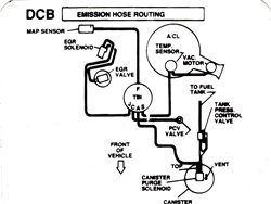 Image of 1989 Firebird 305 Engine Emission Hose Routing Decal, DCB Code