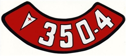 Image of 350 4V Air Cleaner Decal, Red with Pontiac Arrowhead