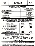 Image of 1976 - 1977 Firebird Tire Pressure Glove Box Decal, 526323