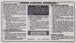 Image of 1974 - 1976 Firebird Sunvisor Engine Starting Instructions Decal