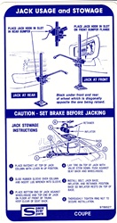 Image of 1967 - 1968 Firebird Trunk Jacking Instructions Decal, Coupe with Space Saver Spare Tire