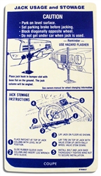 Image of 1969 Firebird Trunk Jacking Instructions Decal - Coupe - Regular Spare