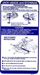 Image of 1971 - 1973 Firebird Trunk Jacking Instructions Decal for Regular Size Spare, 491272