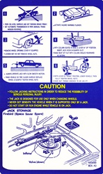 Image of 1974 - 1975 Firebird Trunk Jacking Instructions Decal for Space Saver Spare Option