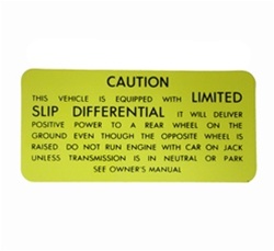 Image of 1970 - 1973 Firebird Canadian Trunk Caution Positraction with Limited Slip Differential Decal