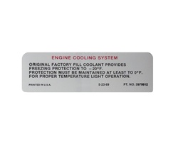 Image of 1970 - 1971 Engine Cooling System Decal, 3979912