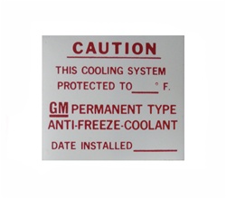 Image of Firebird GM Dealer Installed Engine Anti-Freeze Coolant System Caution Decal