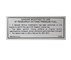 Image of Fuel Recommendation Warning Decal, 97 Octane Research Level