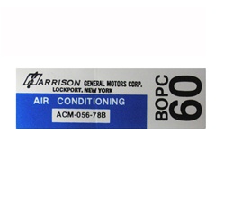 Image of 1978 Firebird Harrison Air Conditioning Evaporator AC Box Decal